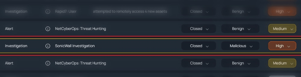 Rapid7 InsightIDR asset authentication logs showing failed network login attempts from an unknown IP